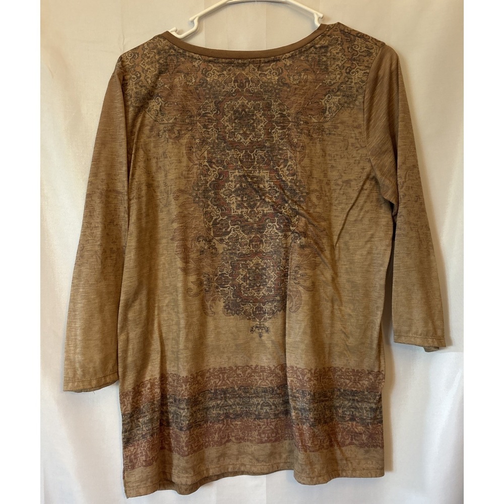 Christopher & Banks Shirt Aztec Design Suede Feel 3/4 Length Sleeves Size L - Picture 4 of 6
